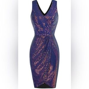 Grace Karin Shimmering Blue and Purple Mini Dress